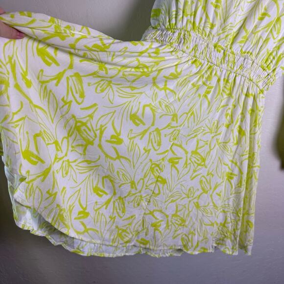 Torrid Yellow Green Floral Mini Wash Gauze Wide Waist Skater Dress 2X 40261123 - Picture 10 of 15